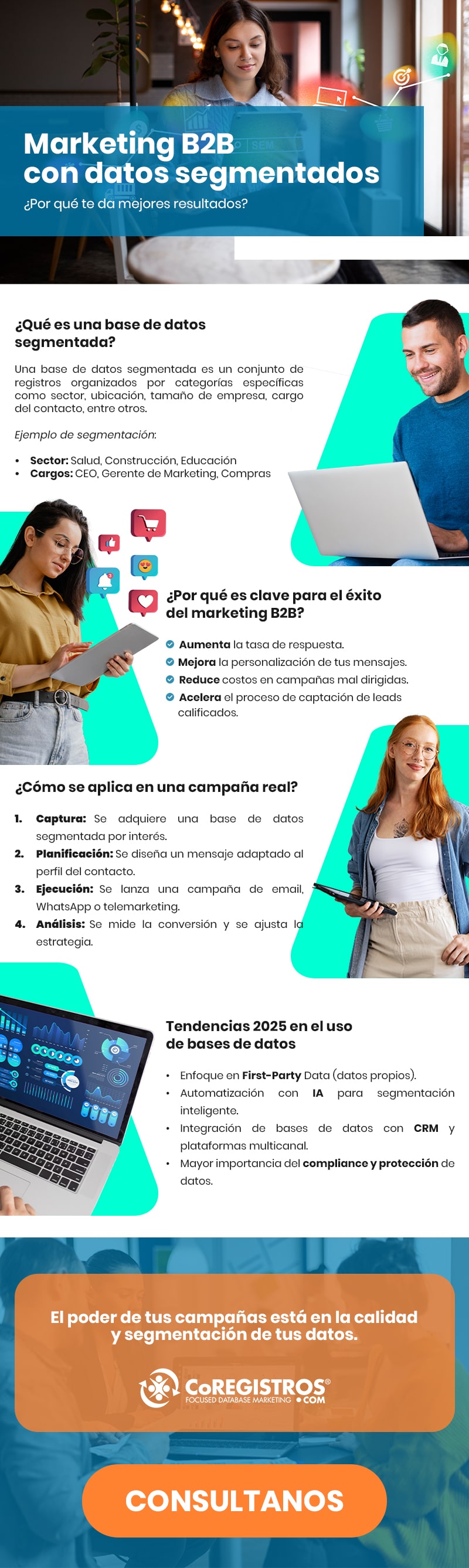Infografia sobre Marketing B2B con datos segmentados