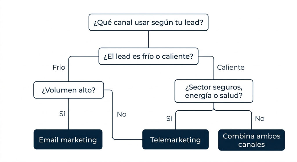 arbol decision email marketing vs telemarketing