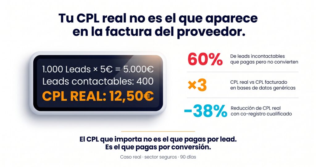 cpl real vs facturado proveedor leads coregistros